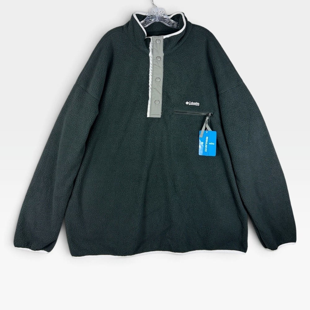 Columbia Helvetia II Half Snap Fleece Mens XXL Dark Green Pullover AM5780 NEW